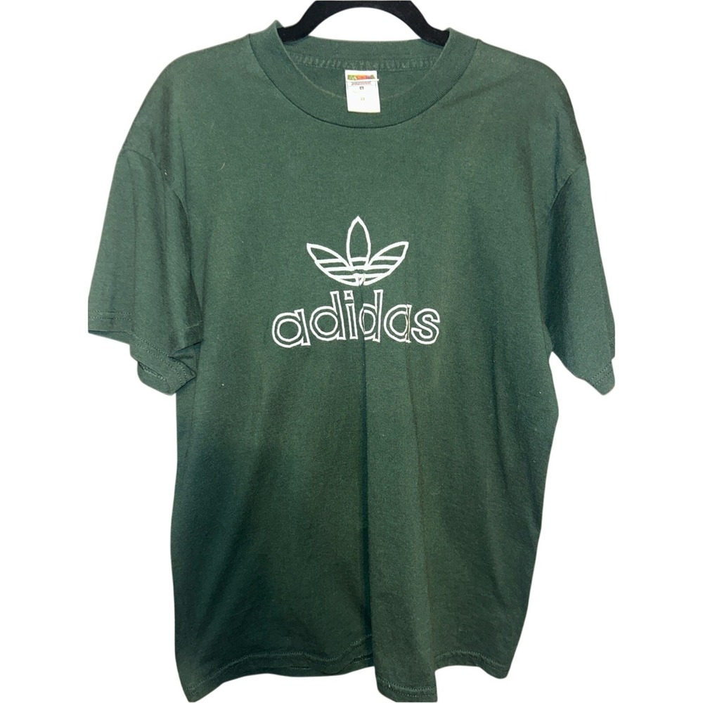 Vintage Adidas Trefoil Logo Tee Shirt Tshirt Size L Embroidered Fruit Loom Best